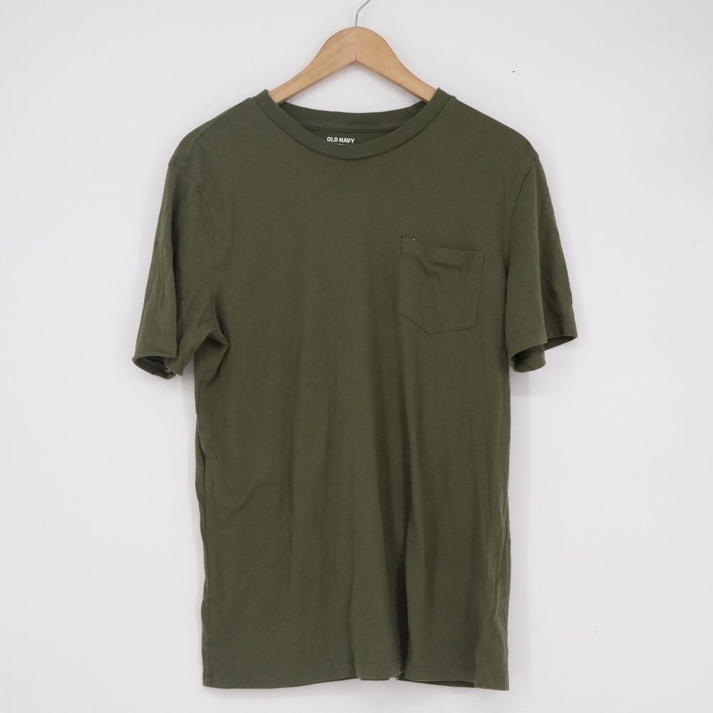 Old Navy Mens Medium Tall Olive Green Soft-Washed Chest Pocket T-Shirt